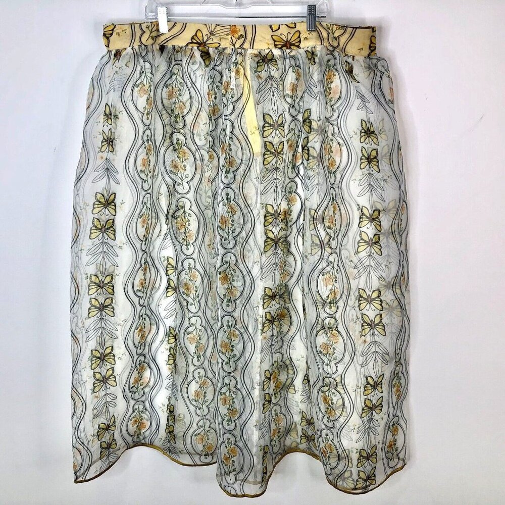 Women's Sheer Skirt Plus Size 22-24 Yellow Butterflies Floral Fairy Core Zipper